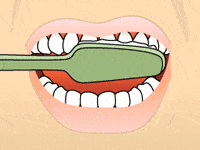 Animated smile with brush moved in circular motion
