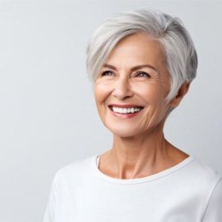 Portrait of beautiful senior woman with nice teeth
