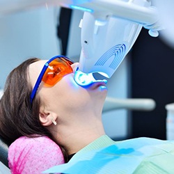 Patient relaxing while undergoing ZOOM! whitening treatment