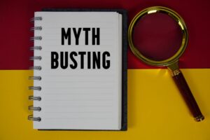 Notebook that says &ldquo;myth busting&rdquo; next to magnifying glass 